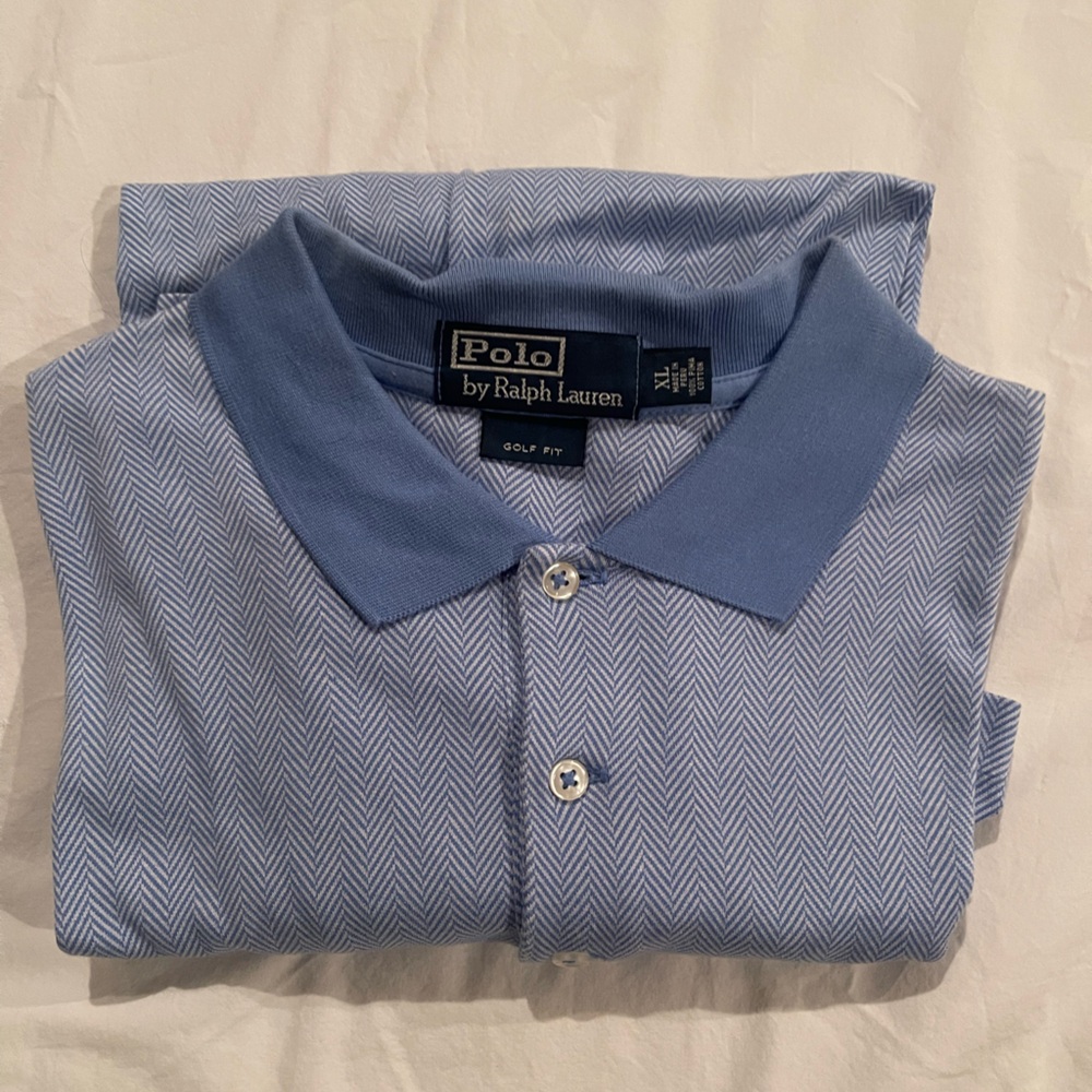 Polo by Ralph Lauren Men's Blue Herringbone Polo Shirt